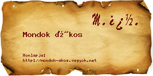 Mondok Ákos névjegykártya